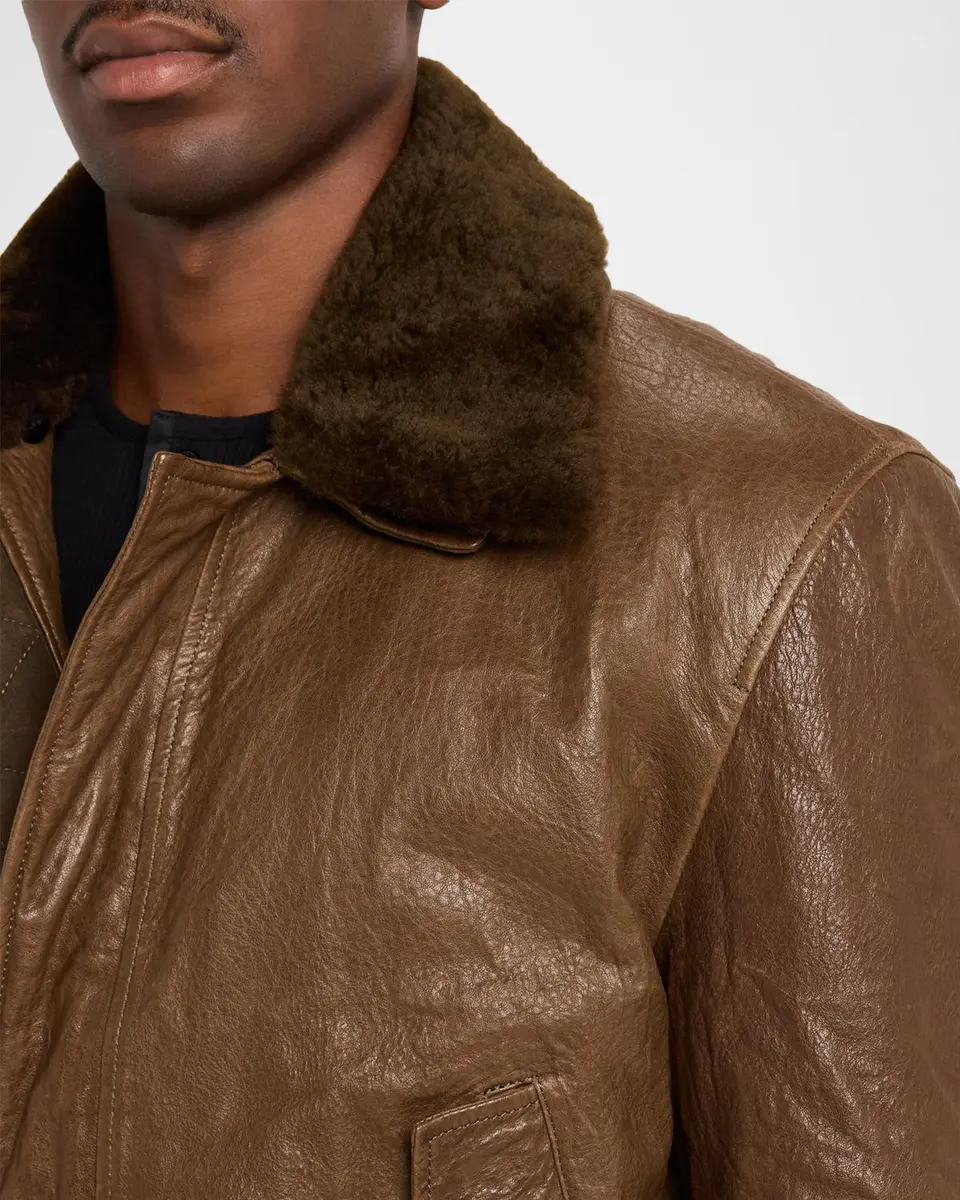Simkhai Men's Anderson Shearling-Collar Leather Jacket | Thumbnail 5 Simkhai Men's Anderson Shearling-Collar Leather Jacket | Thumbnail 5