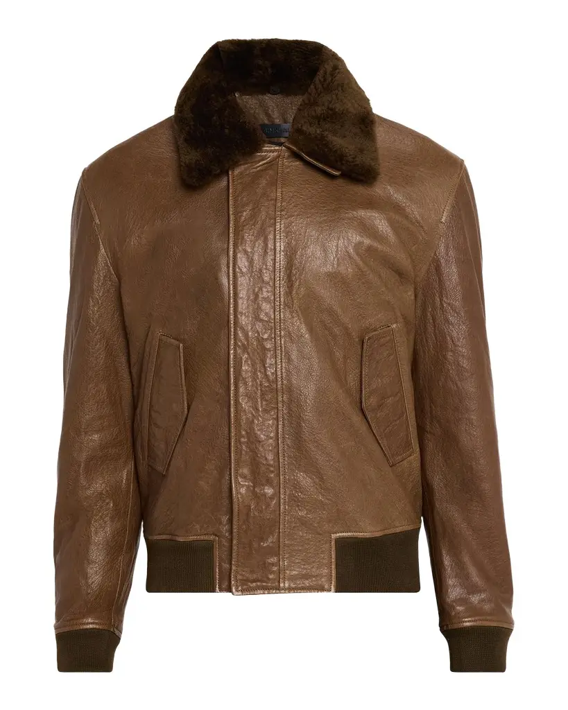 Simkhai Men's Anderson Shearling-Collar Leather Jacket