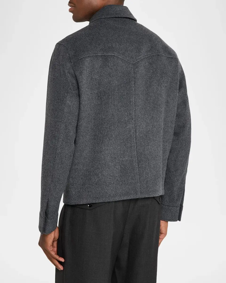 Simkhai Men's Sterling Melton Wool Blend Shirt Jacket | Thumbnail 3 Simkhai Men's Sterling Melton Wool Blend Shirt Jacket | Thumbnail 3