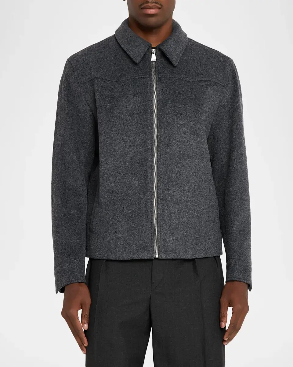 Simkhai Men's Sterling Melton Wool Blend Shirt Jacket | Thumbnail 4 Simkhai Men's Sterling Melton Wool Blend Shirt Jacket | Thumbnail 4