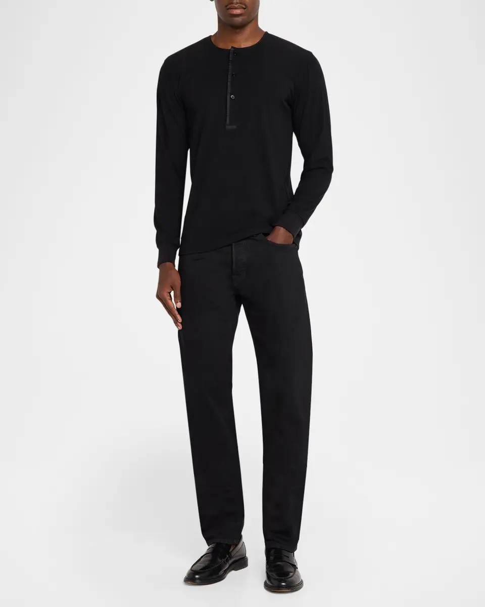 Simkhai Men's Jay Ribbed Long-Sleeve Henley T-Shirt | Thumbnail 2 Simkhai Men's Jay Ribbed Long-Sleeve Henley T-Shirt | Thumbnail 2
