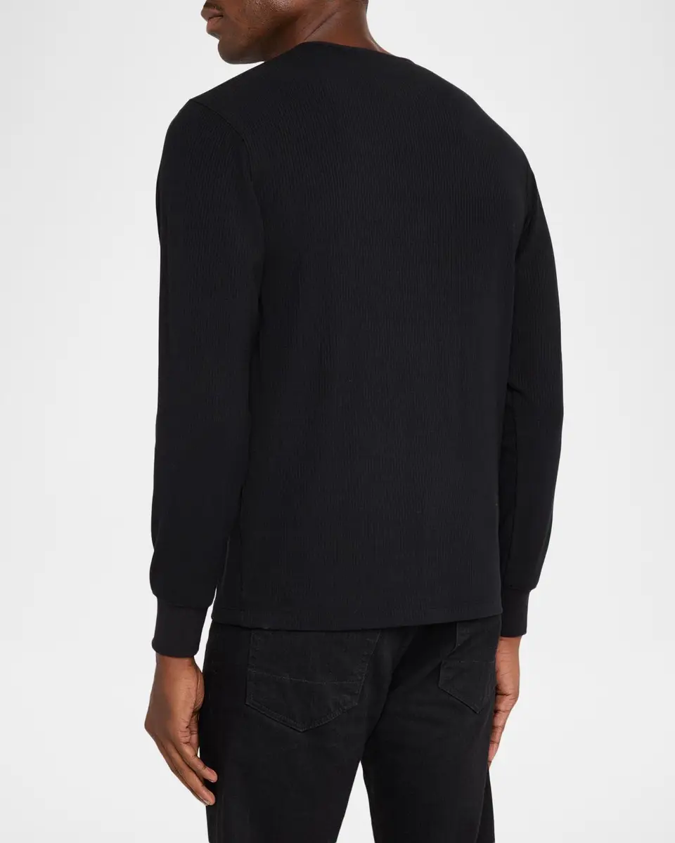 Simkhai Men's Jay Ribbed Long-Sleeve Henley T-Shirt | Thumbnail 3 Simkhai Men's Jay Ribbed Long-Sleeve Henley T-Shirt | Thumbnail 3