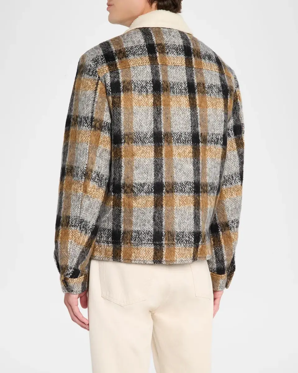 Simkhai Men's Ford Brushed Plaid Trucker Jacket | Thumbnail 3 Simkhai Men's Ford Brushed Plaid Trucker Jacket | Thumbnail 3