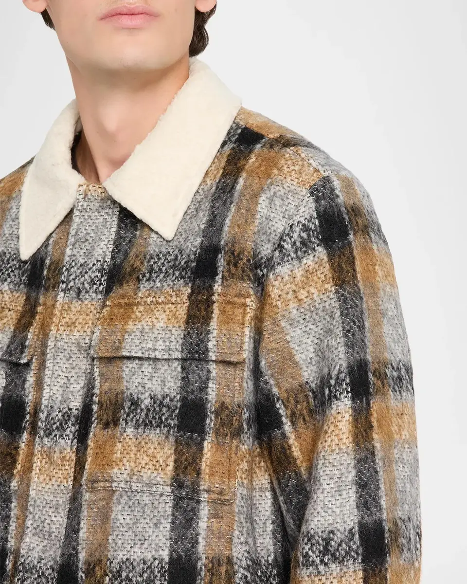 Simkhai Men's Ford Brushed Plaid Trucker Jacket | Thumbnail 5 Simkhai Men's Ford Brushed Plaid Trucker Jacket | Thumbnail 5