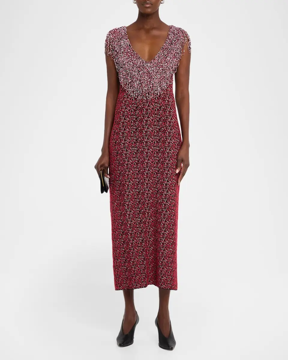 Brandon Maxwell Amara Beaded Sheath Midi Dress | Thumbnail 2