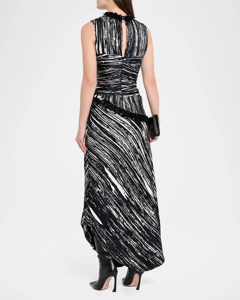 Brandon Maxwell Fiora Sequin-Trim Asymmetric Maxi Dress | Thumbnail 3 Brandon Maxwell Fiora Sequin-Trim Asymmetric Maxi Dress | Thumbnail 3