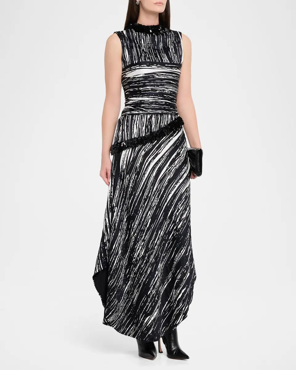 Brandon Maxwell Fiora Sequin-Trim Asymmetric Maxi Dress | Thumbnail 4 Brandon Maxwell Fiora Sequin-Trim Asymmetric Maxi Dress | Thumbnail 4