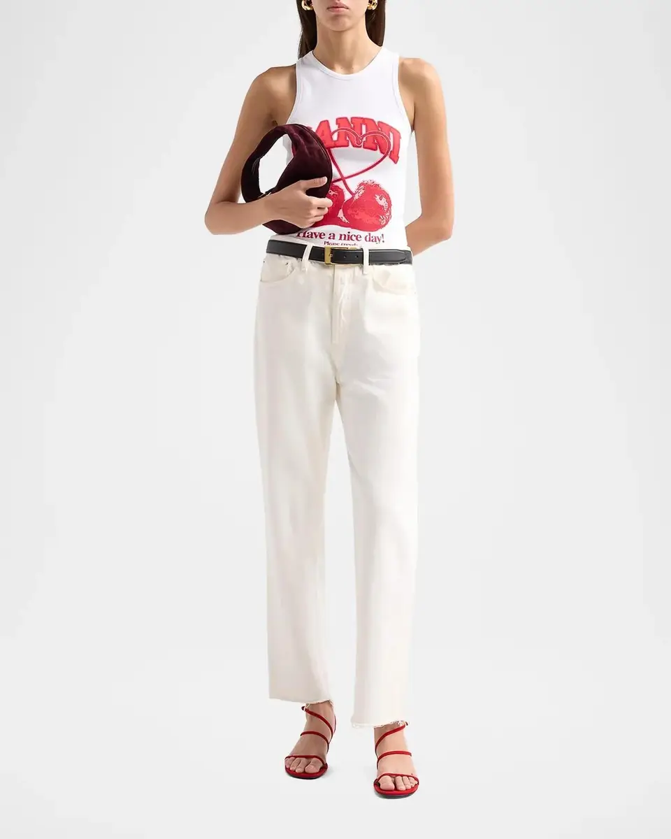 Ganni Compact Rib Jersey Cherry Tank Top | Thumbnail 2 Ganni Compact Rib Jersey Cherry Tank Top | Thumbnail 2