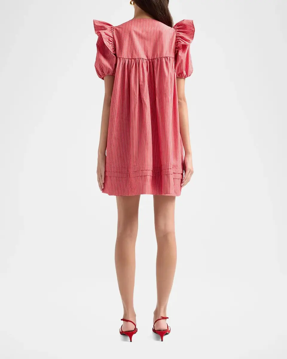 Ganni Oxford Stripe Angel Minidress | Thumbnail 3 Ganni Oxford Stripe Angel Minidress | Thumbnail 3
