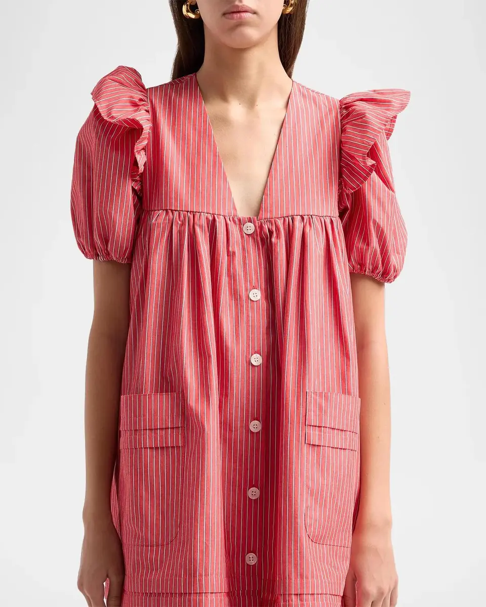 Ganni Oxford Stripe Angel Minidress | Thumbnail 5 Ganni Oxford Stripe Angel Minidress | Thumbnail 5