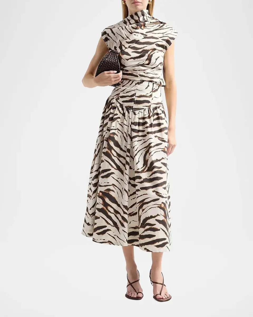 Ganni Tiger Print Stretch Cotton Ruched Top | Thumbnail 2 Ganni Tiger Print Stretch Cotton Ruched Top | Thumbnail 2