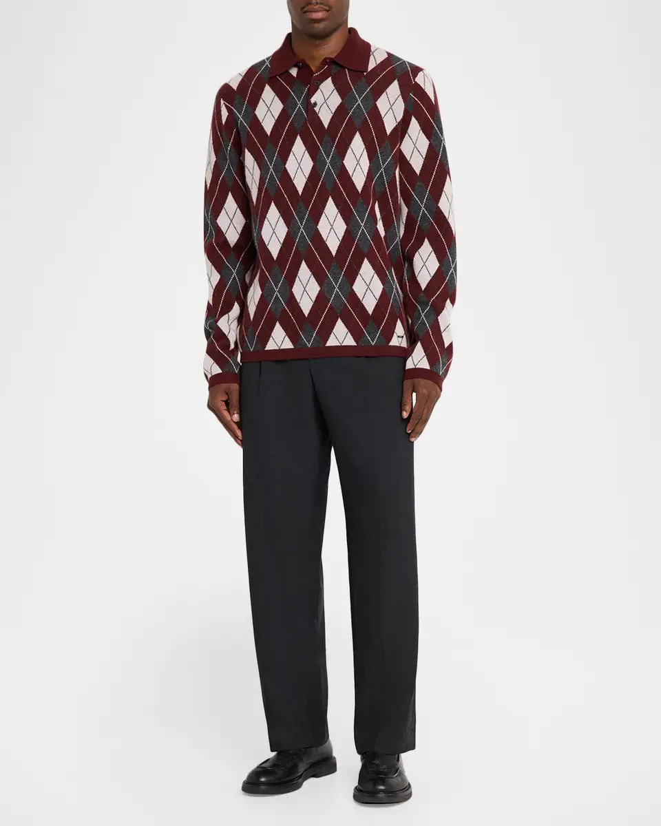 Simkhai Men's Callum Argyle Polo Sweater | Thumbnail 2 Simkhai Men's Callum Argyle Polo Sweater | Thumbnail 2