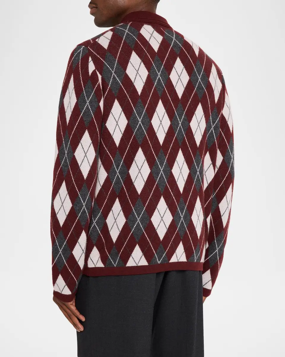 Simkhai Men's Callum Argyle Polo Sweater | Thumbnail 3 Simkhai Men's Callum Argyle Polo Sweater | Thumbnail 3