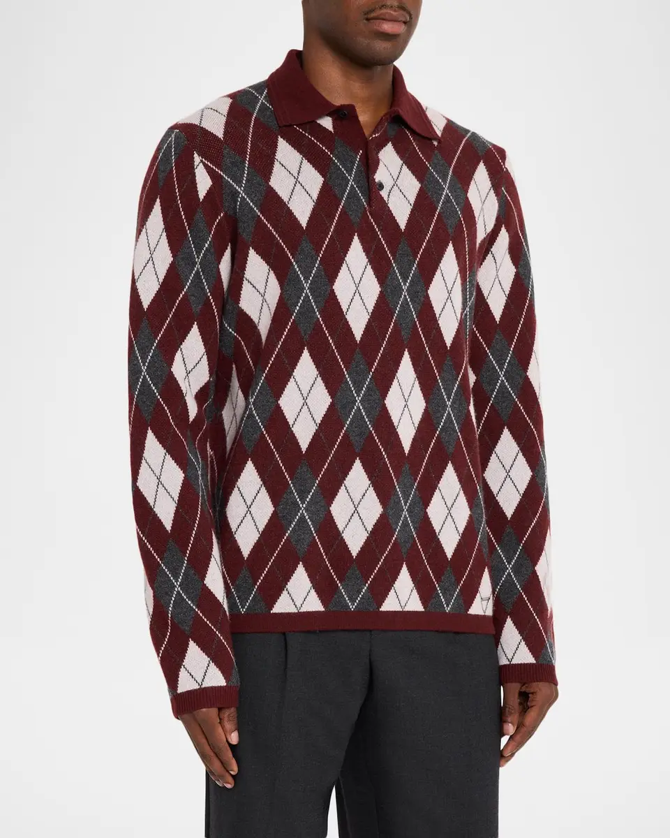Simkhai Men's Callum Argyle Polo Sweater | Thumbnail 4 Simkhai Men's Callum Argyle Polo Sweater | Thumbnail 4