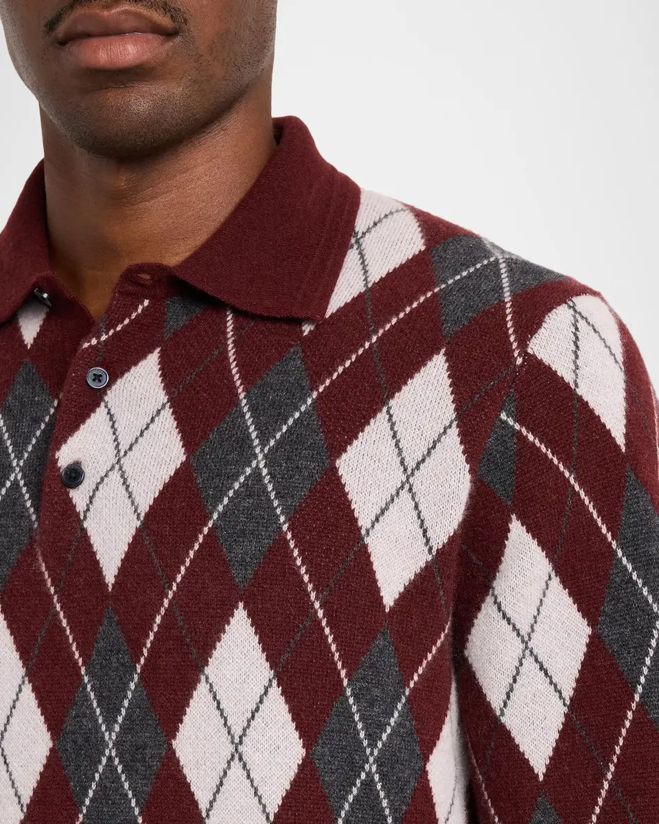 Simkhai Men's Callum Argyle Polo Sweater | Thumbnail 5 Simkhai Men's Callum Argyle Polo Sweater | Thumbnail 5
