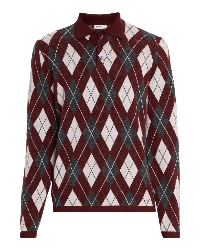 Simkhai Men's Callum Argyle Polo Sweater