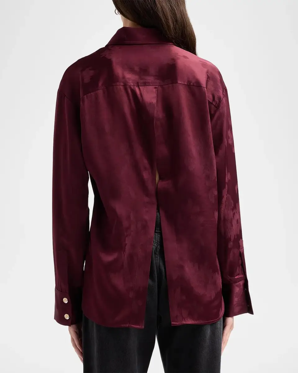 Ganni Satin Jacquard Drawstring Shirt | Thumbnail 3 Ganni Satin Jacquard Drawstring Shirt | Thumbnail 3