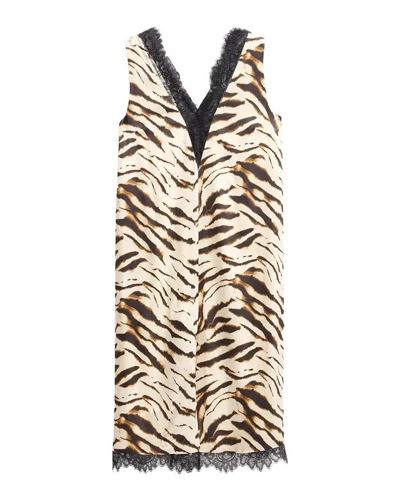 Printed Satin V-Neck Midi Dress Printed Satin V-Neck Midi Dress