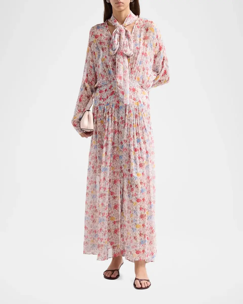 Ganni Textured Silk Georgette Maxi Dress | Thumbnail 2