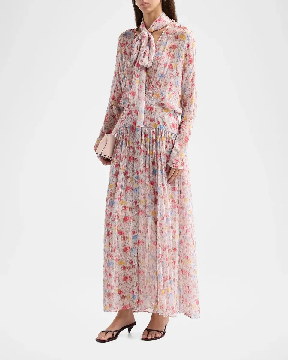 Ganni Textured Silk Georgette Maxi Dress | Thumbnail 4