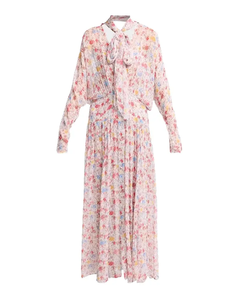 Ganni Textured Silk Georgette Maxi Dress