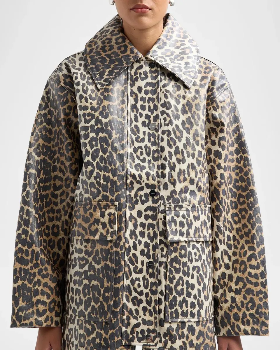 Ganni Laminated Leopard-Print Cotton Canvas Jacket | Thumbnail 5 Ganni Laminated Leopard-Print Cotton Canvas Jacket | Thumbnail 5