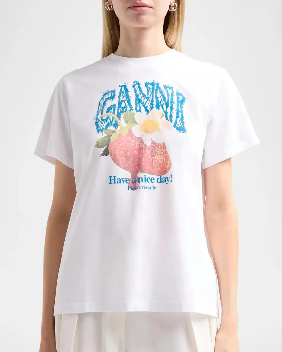 Ganni Strawberry Cotton Jersey Crewneck T-Shirt | Thumbnail 5 Ganni Strawberry Cotton Jersey Crewneck T-Shirt | Thumbnail 5