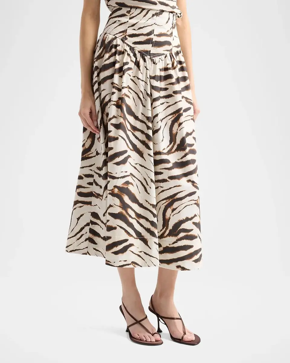 Ganni Zebra Print Stretch-Cotton Midi Skirt | Thumbnail 4 Ganni Zebra Print Stretch-Cotton Midi Skirt | Thumbnail 4