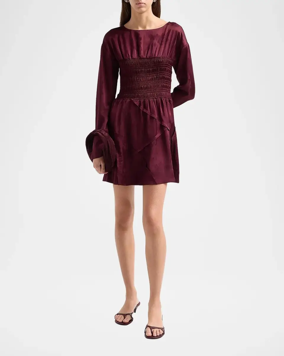 Ganni Fluid Satin Jacquard Patchwork Mini Dress | Thumbnail 2 Ganni Fluid Satin Jacquard Patchwork Mini Dress | Thumbnail 2