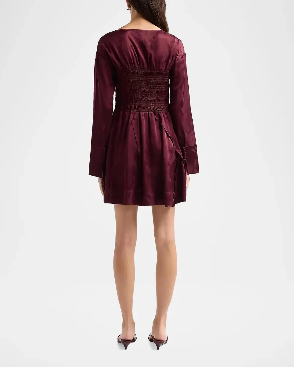Ganni Fluid Satin Jacquard Patchwork Mini Dress | Thumbnail 3 Ganni Fluid Satin Jacquard Patchwork Mini Dress | Thumbnail 3