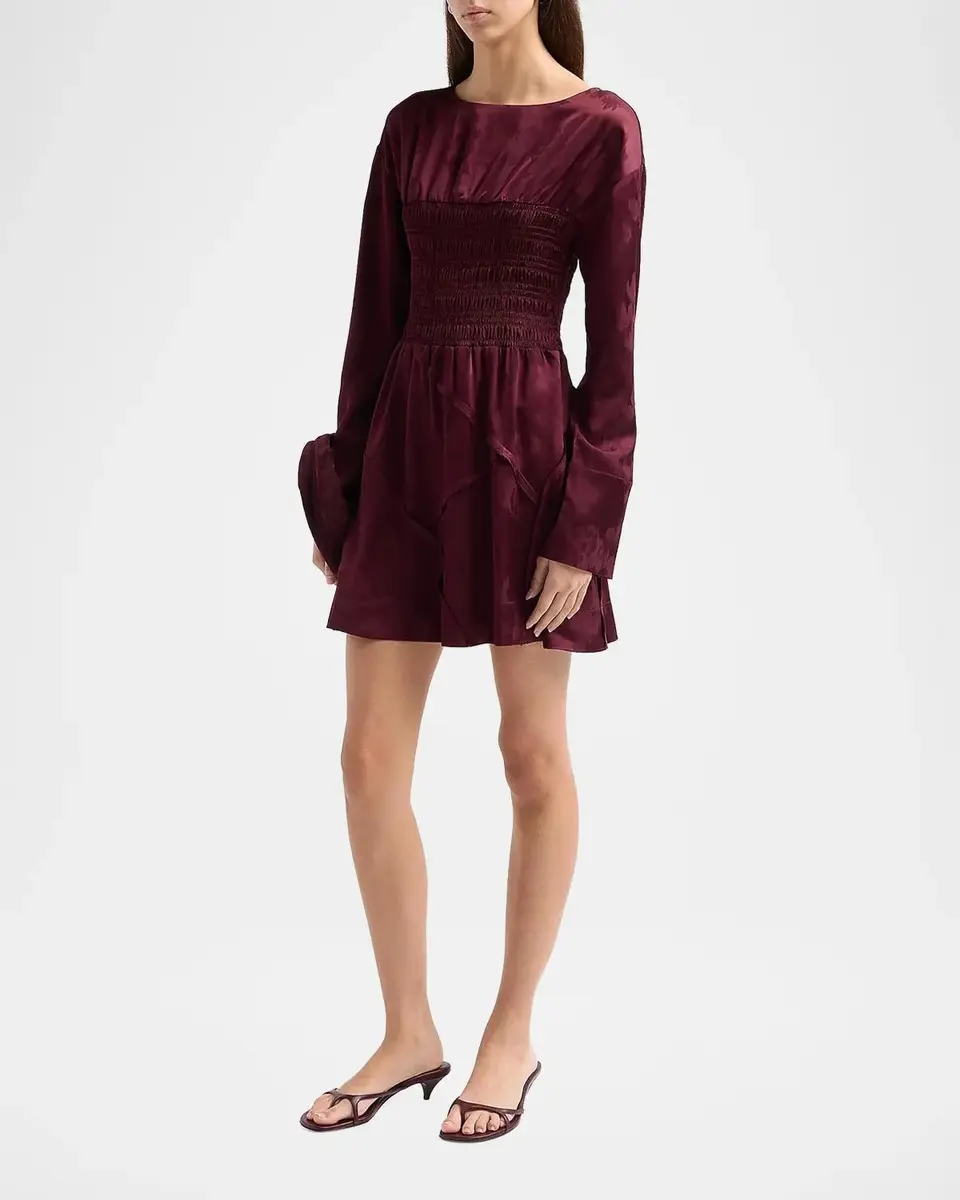 Ganni Fluid Satin Jacquard Patchwork Mini Dress | Thumbnail 4 Ganni Fluid Satin Jacquard Patchwork Mini Dress | Thumbnail 4