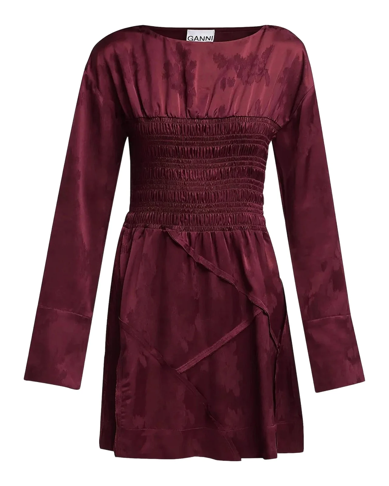 Fluid Satin Jacquard Patchwork Mini Dress Fluid Satin Jacquard Patchwork Mini Dress