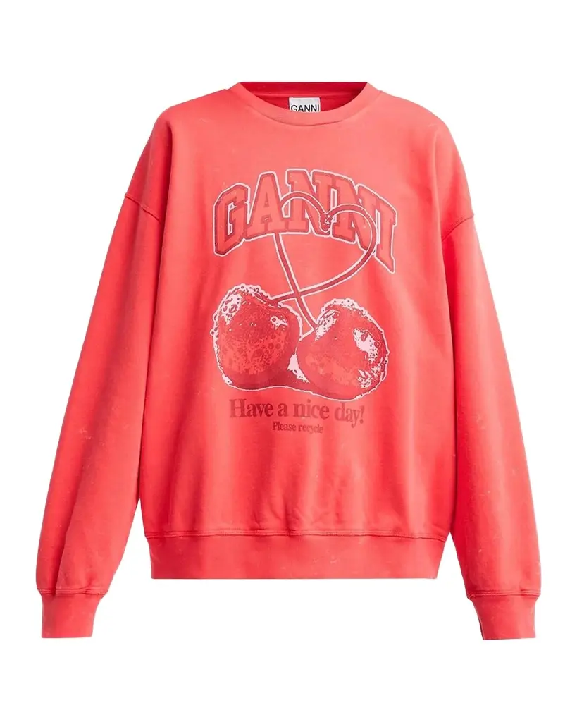 Ganni Isoli Cherry Crewneck Sweatshirt