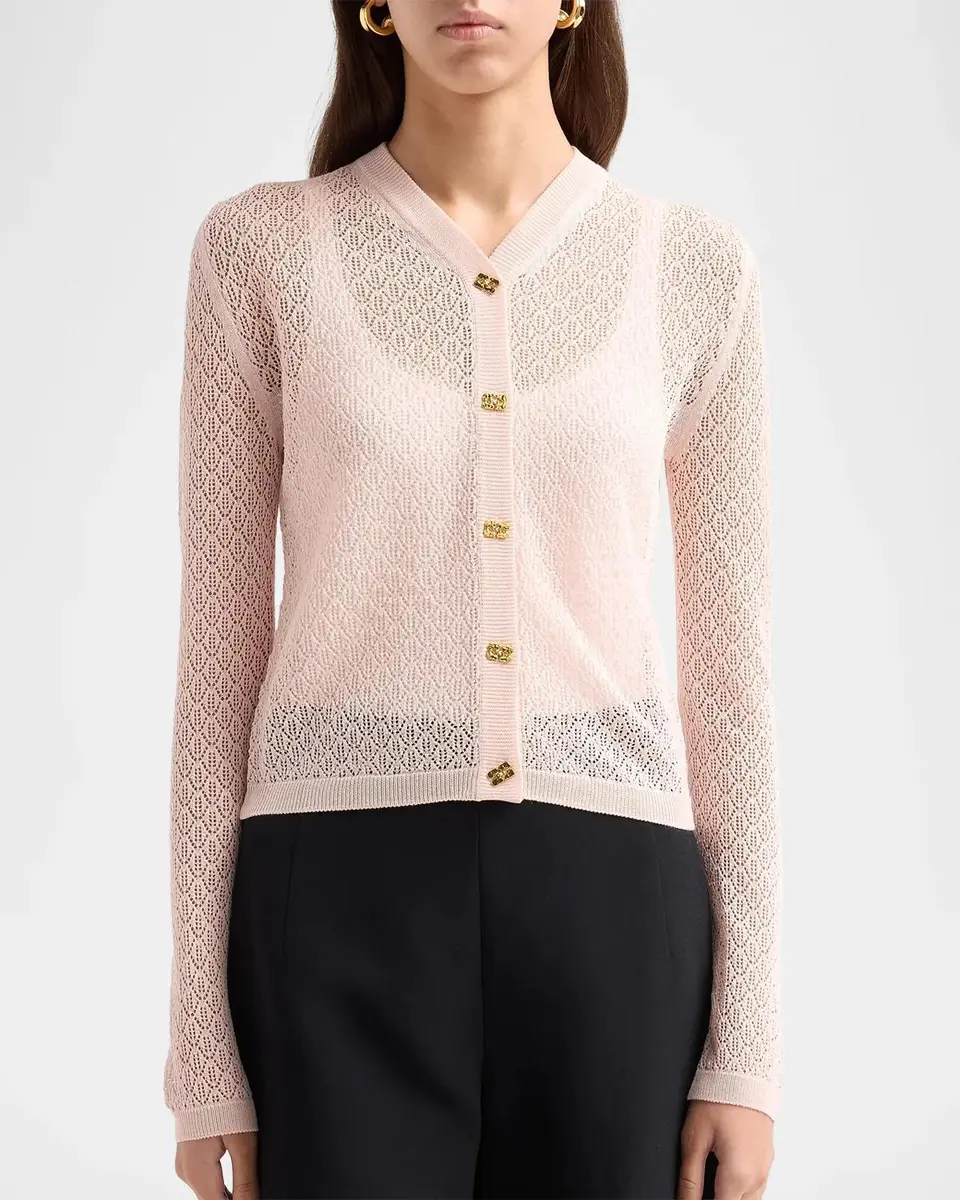 Ganni Pointelle-Knit Cardigan | Thumbnail 4 Ganni Pointelle-Knit Cardigan | Thumbnail 4