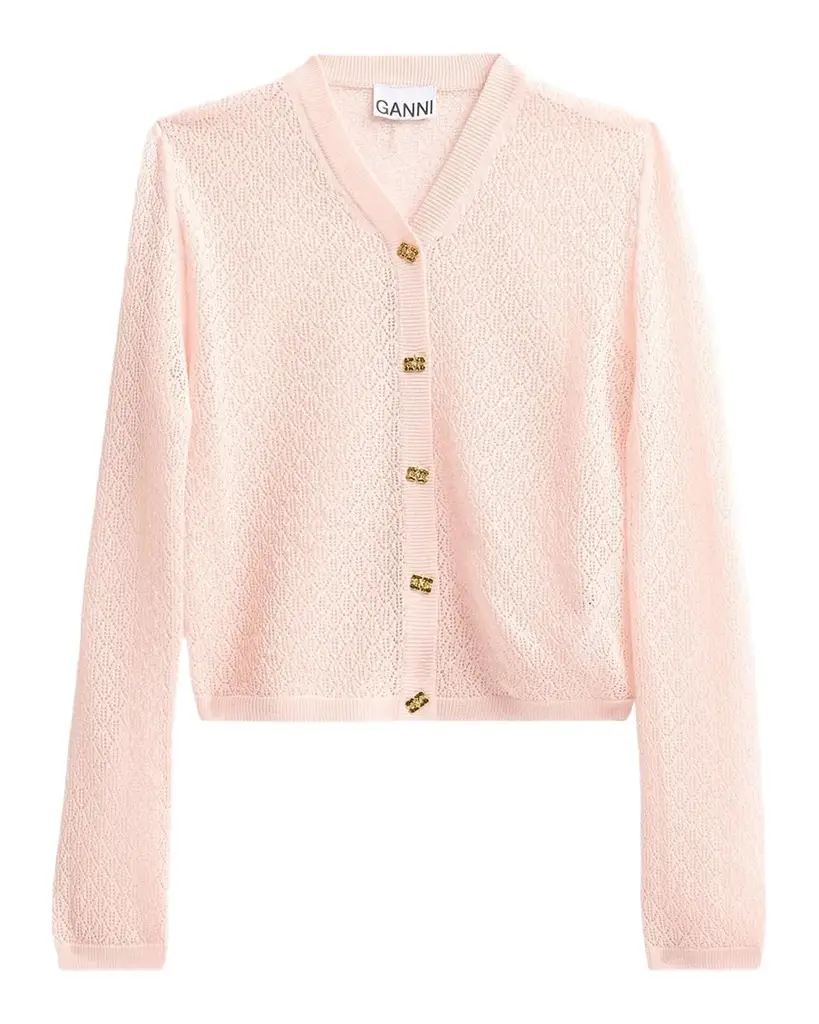 Ganni Pointelle-Knit Cardigan