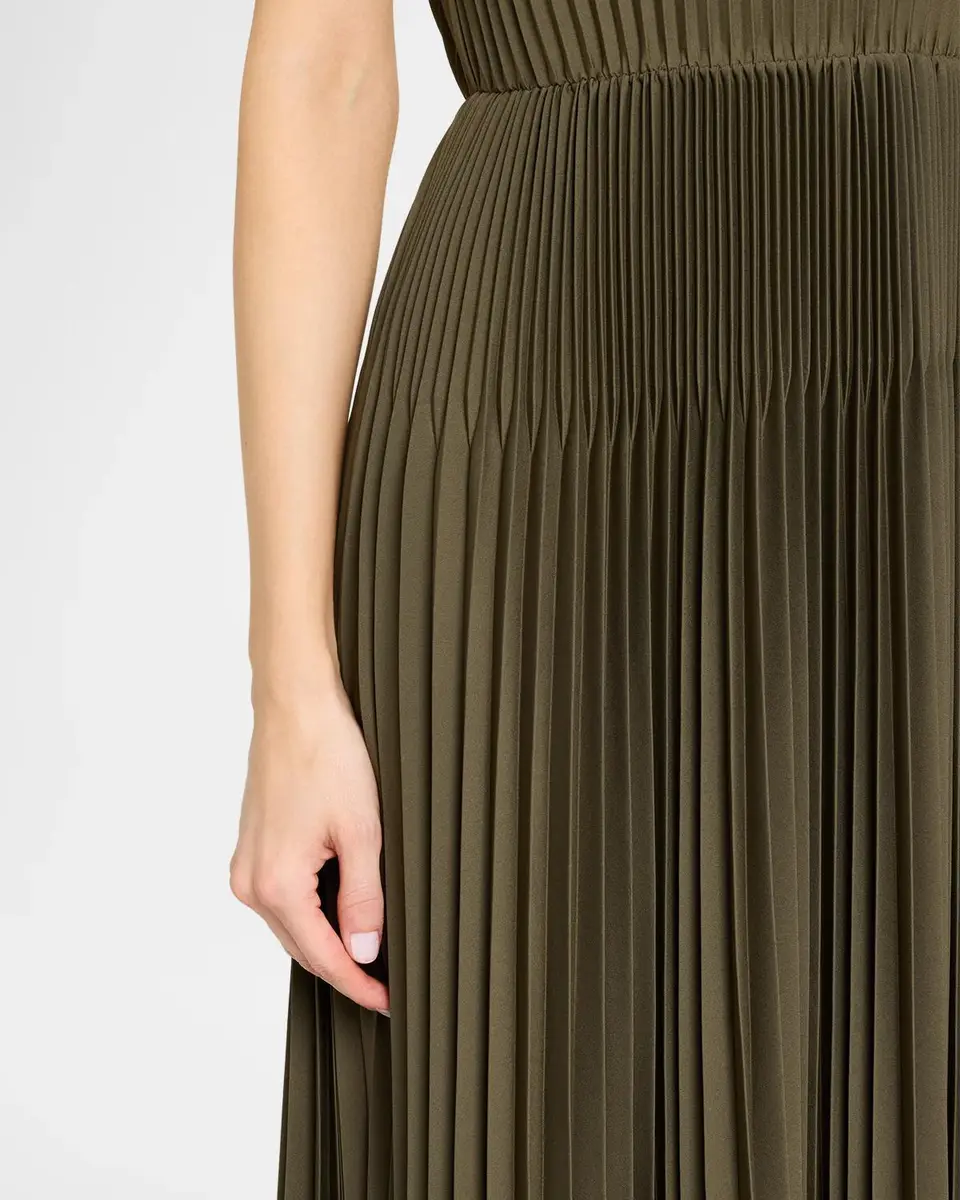 Vince Sleeveless Chevron-Pleated Satin Midi Dress | Thumbnail 5 Vince Sleeveless Chevron-Pleated Satin Midi Dress | Thumbnail 5