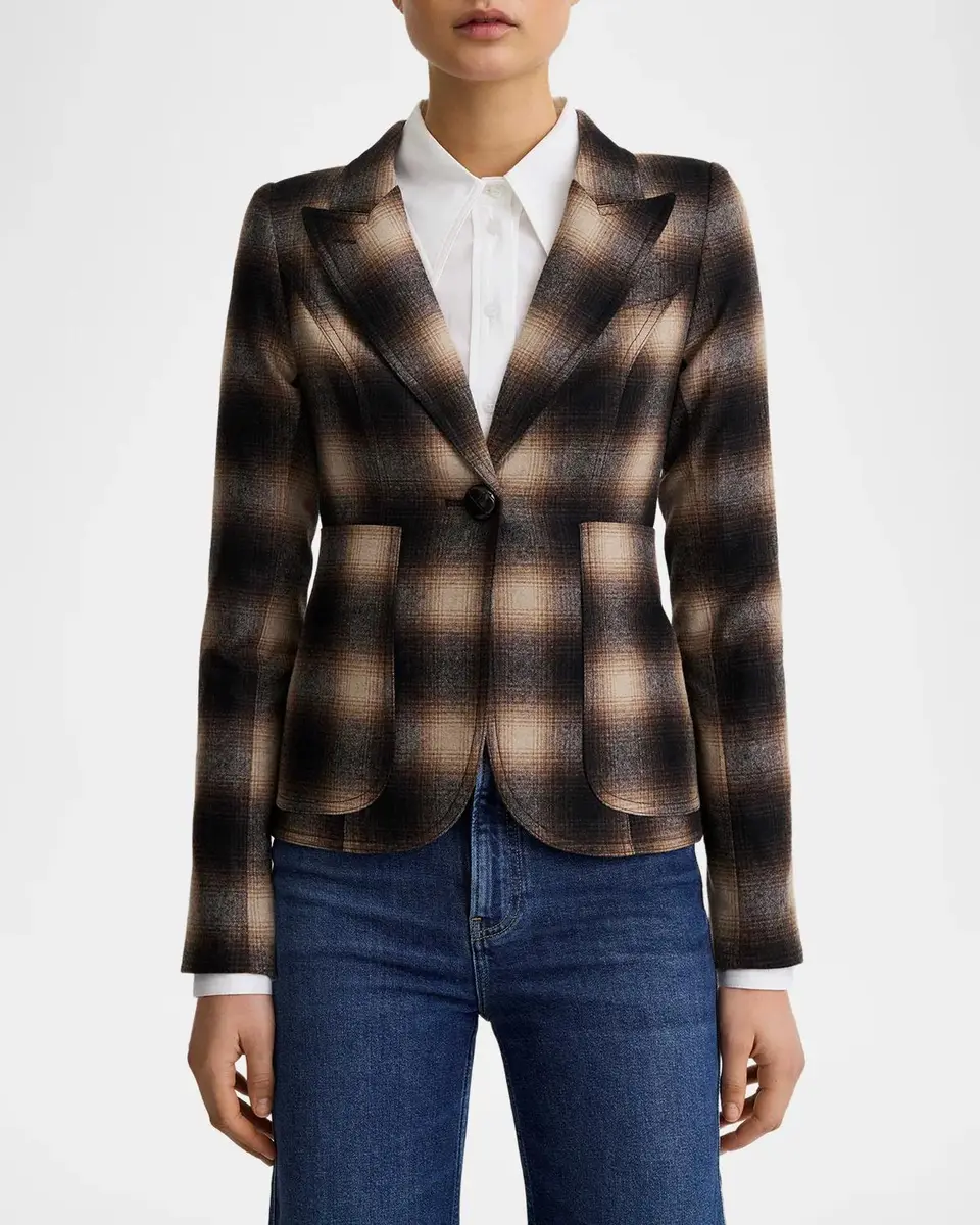 SMYTHE Shadow Plaid Wool-Blend Blazer | Thumbnail 3 SMYTHE Shadow Plaid Wool-Blend Blazer | Thumbnail 3