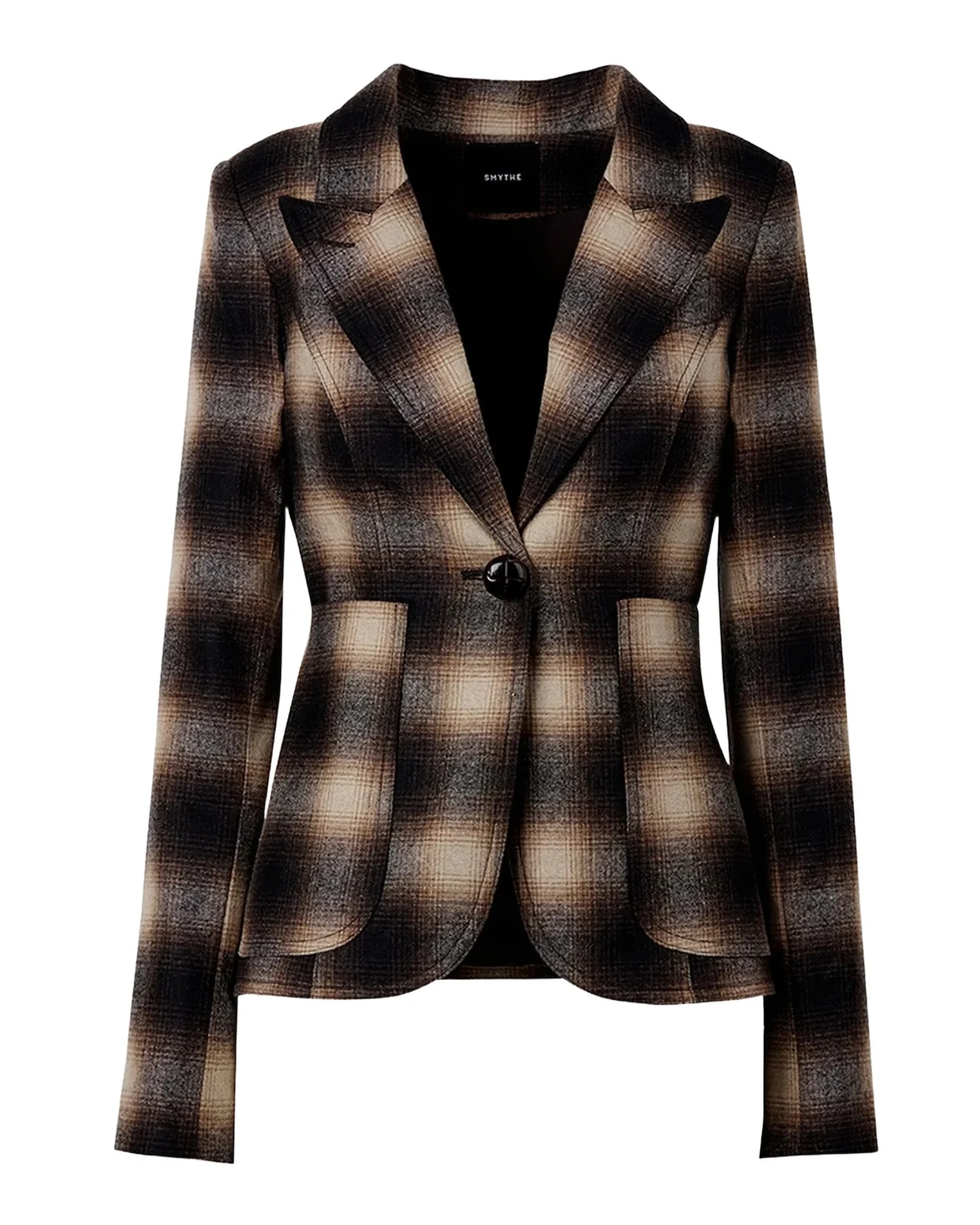 SMYTHE Shadow Plaid Wool-Blend Blazer