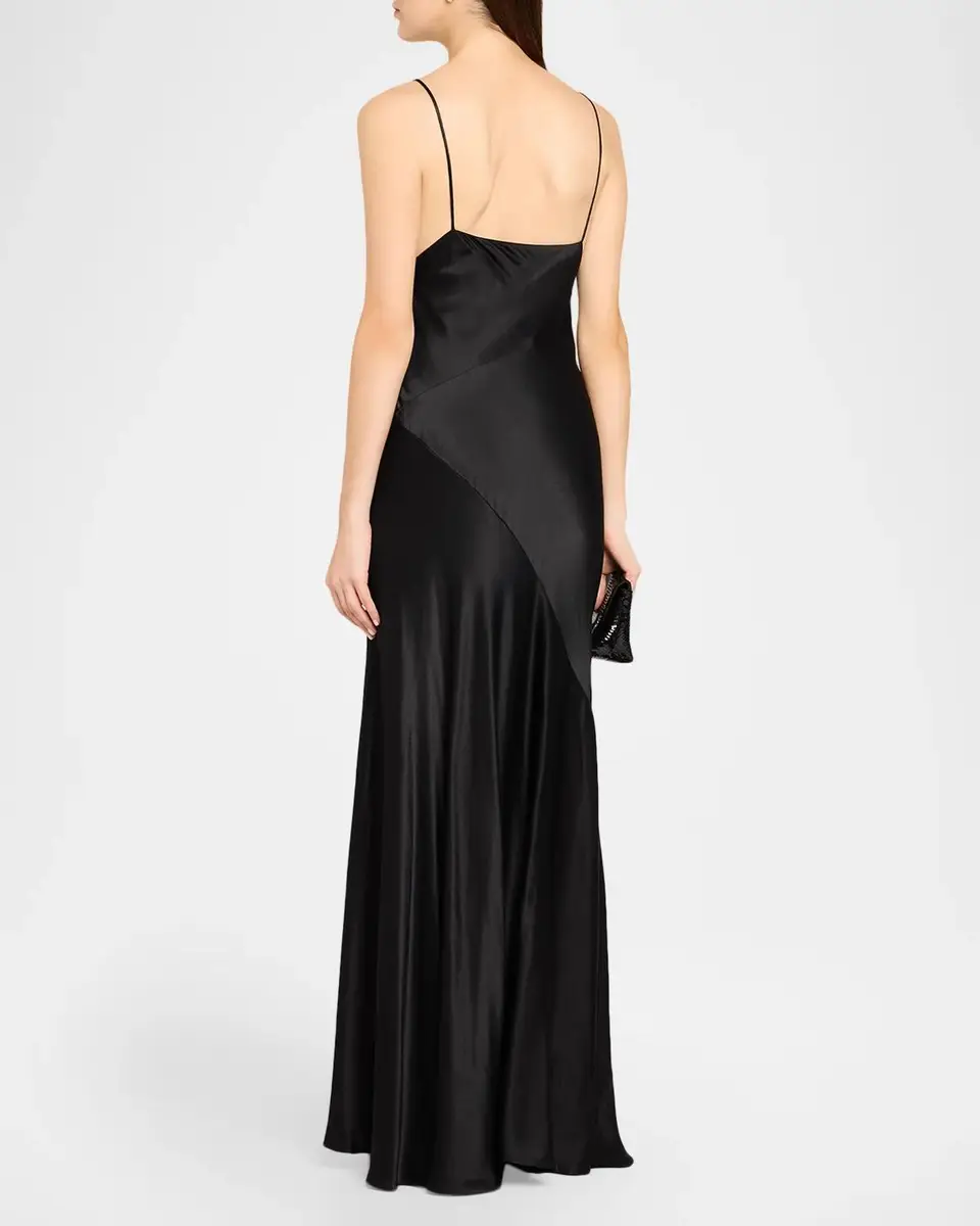 Alberta Ferretti Sleeveless Satin Slit Maxi Dress | Thumbnail 3