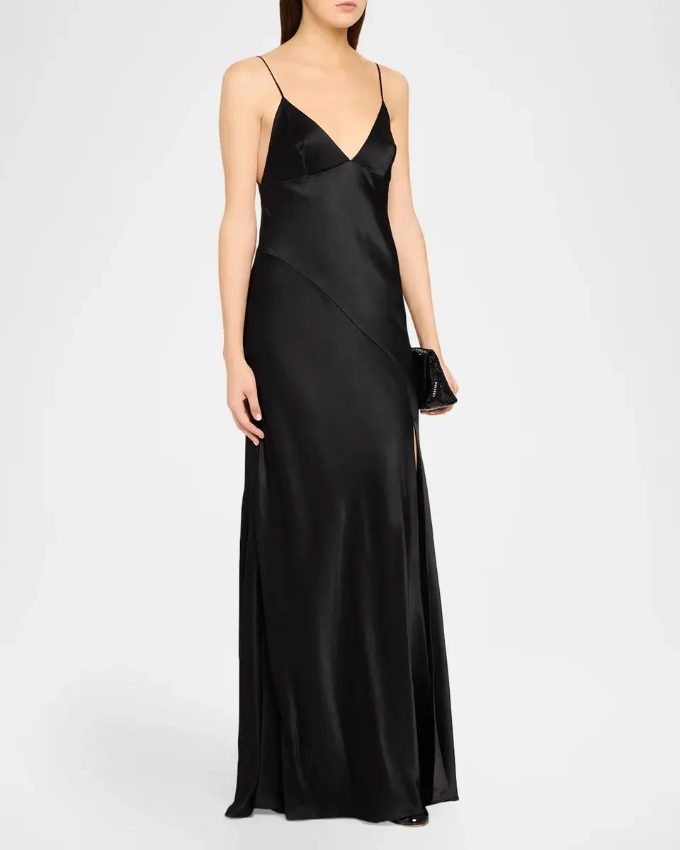 Alberta Ferretti Sleeveless Satin Slit Maxi Dress | Thumbnail 4