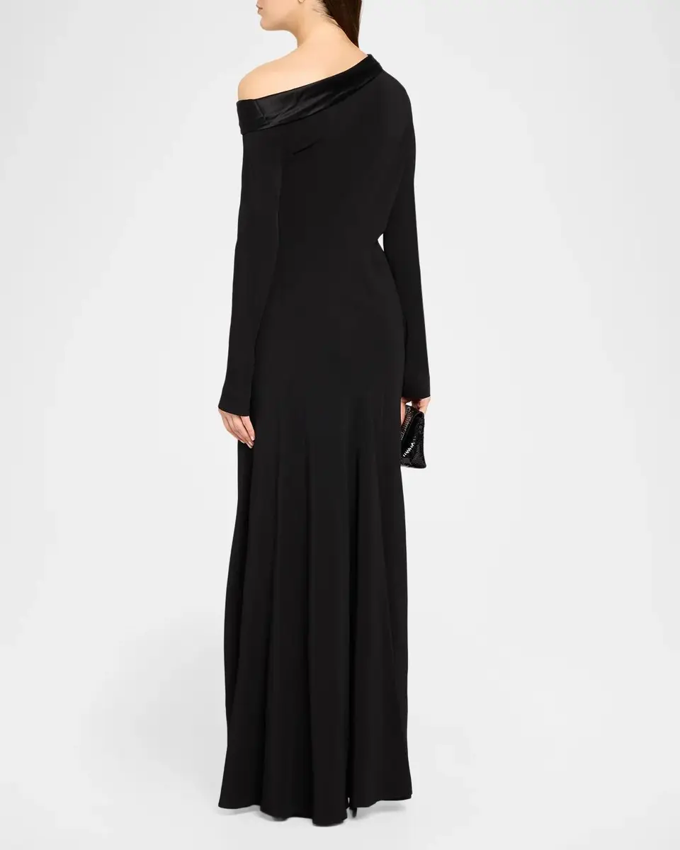 Alberta Ferretti Draped Off-The-Shoulder Long-Sleeve Slit Maxi Dress | Thumbnail 3 Alberta Ferretti Draped Off-The-Shoulder Long-Sleeve Slit Maxi Dress | Thumbnail 3