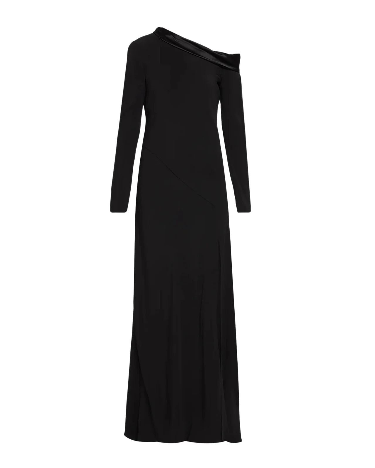 Alberta Ferretti Draped Off-The-Shoulder Long-Sleeve Slit Maxi Dress