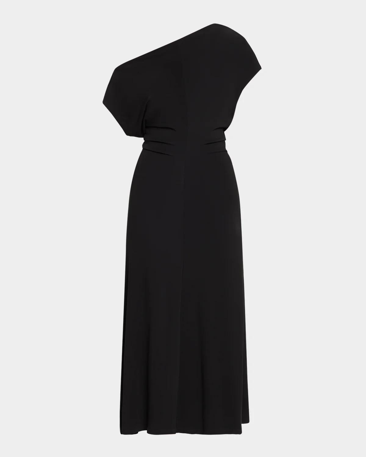 Vince Matte Jersey Off-Shoulder Midi Dress