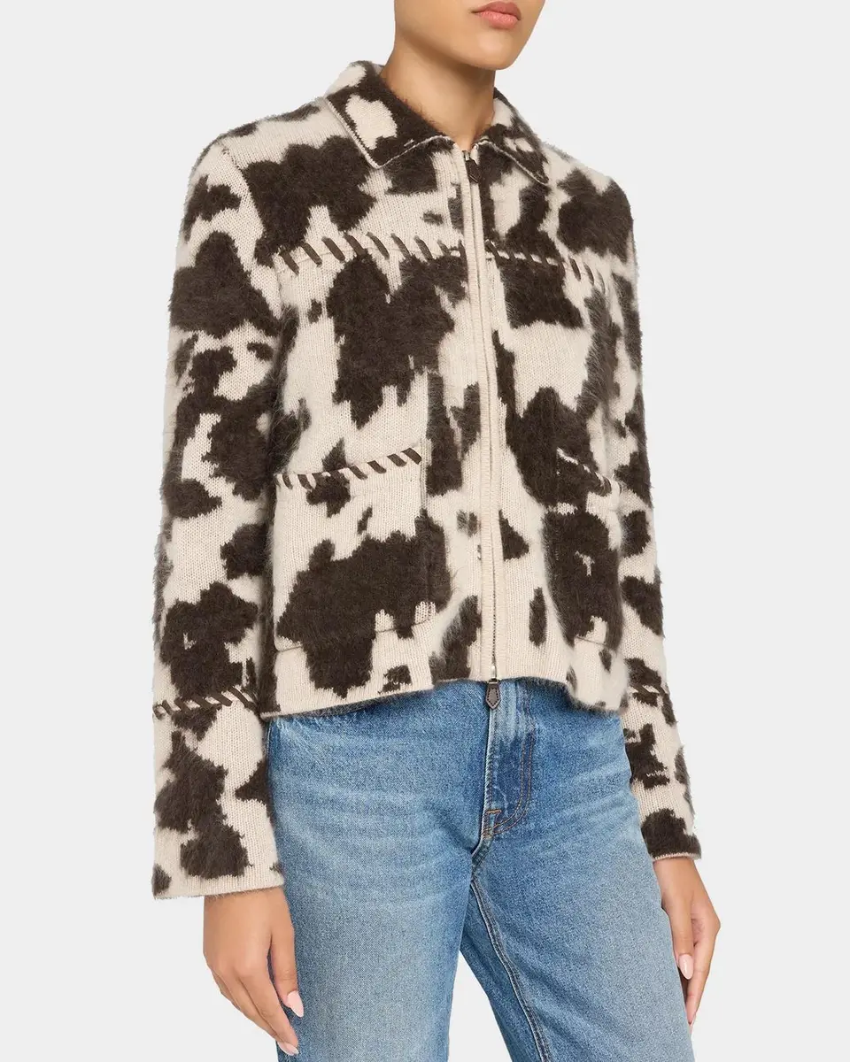Guest In Residence Grizzly Cowhide-Print Cashmere Jacket | Thumbnail 4 Guest In Residence Grizzly Cowhide-Print Cashmere Jacket | Thumbnail 4