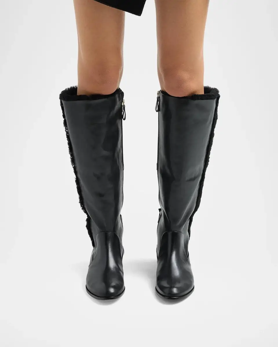 Alexandre Birman Lolita Shearling-Trimmed Leather Tall Boots | Thumbnail 2 Alexandre Birman Lolita Shearling-Trimmed Leather Tall Boots | Thumbnail 2