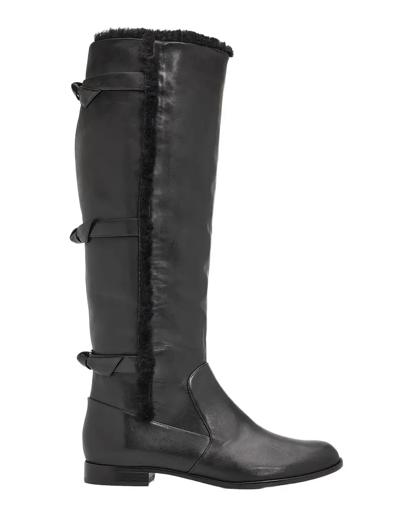 Alexandre Birman Lolita Shearling-Trimmed Leather Tall Boots