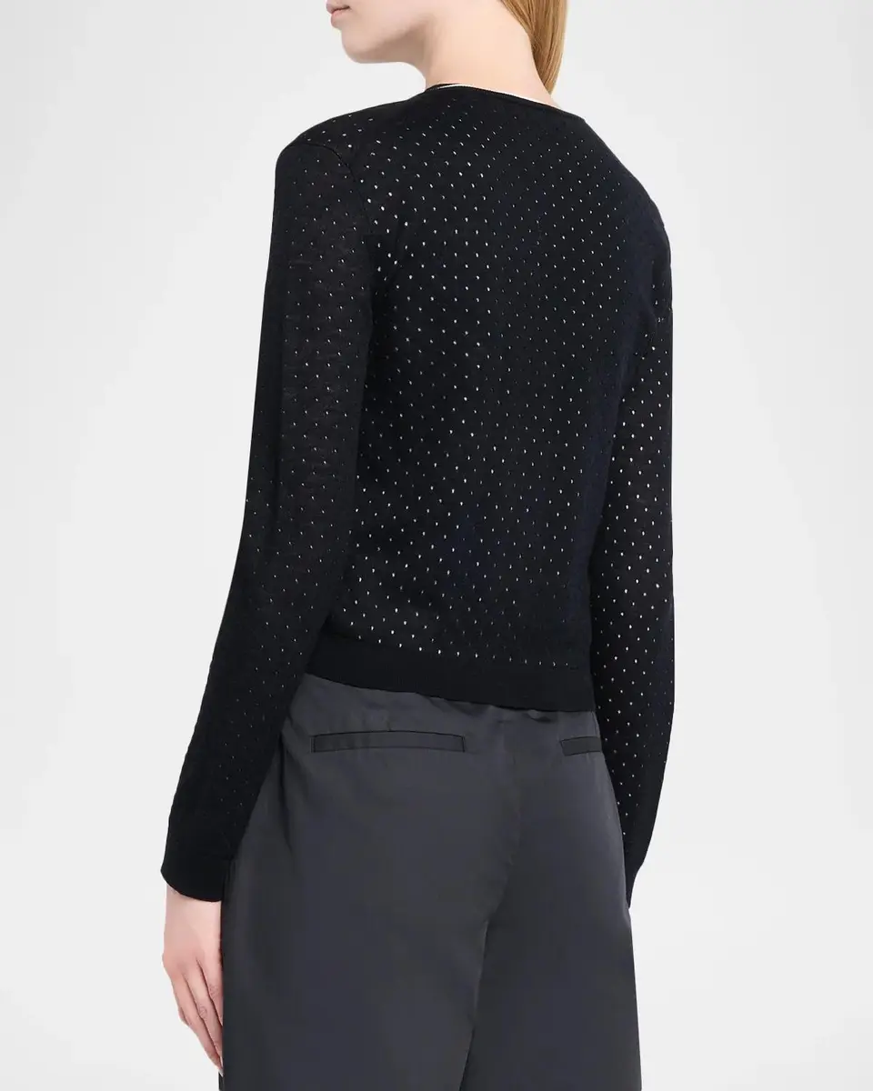 Vince Dotted Wool-Blend Cardigan | Thumbnail 3 Vince Dotted Wool-Blend Cardigan | Thumbnail 3