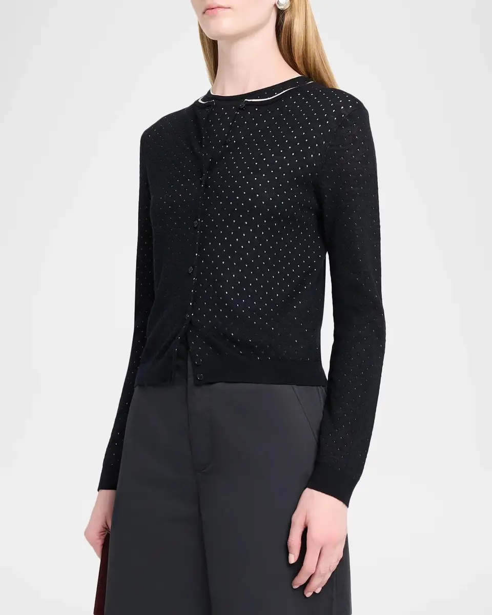 Vince Dotted Wool-Blend Cardigan | Thumbnail 4 Vince Dotted Wool-Blend Cardigan | Thumbnail 4