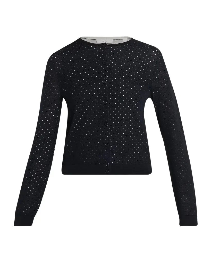Vince Dotted Wool-Blend Cardigan