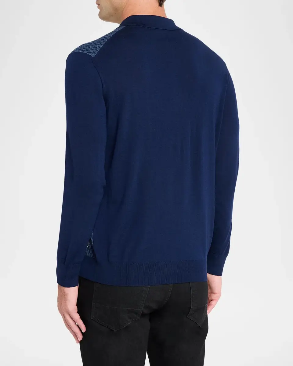 Stefano Ricci Men 'a Wool & Silk Jacquard Quarter-Zip Polo Sweater | Thumbnail 3